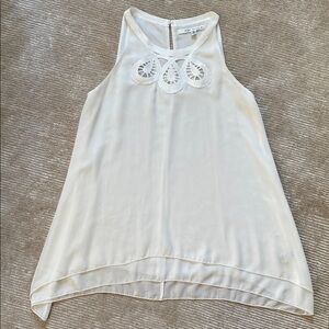 Max Studio Sleevless Eyelet Lace Embroidered White Blouse Size M